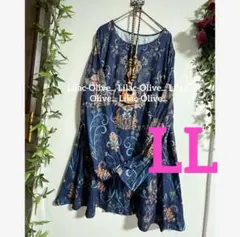 6218新品⭐️LL＊モダンなエスニック柄ゆったりAラインチュニック大きいサイズ