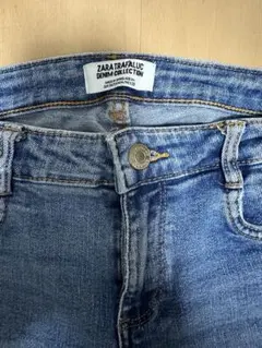 ZARA スキニーデニム ライトブルー フリンジ裾