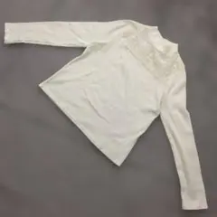 b3129 ハニーズ【M】アイボリーレース付 ハイネック 長袖カットソー