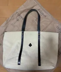 クレドラン　A4キャンバストートバッグ　ブラックレザーハンドル