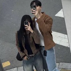 韓国 スエードレザージャケット ブラウン キャメル