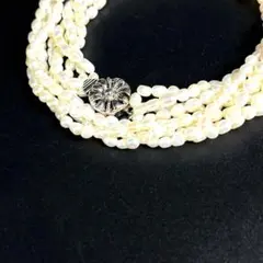 美品✨ ネックレス 淡水真珠 ライスパール 4連 フラワーモチーフ