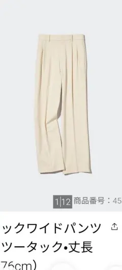 タックワイドパンツ (ツータック・丈長 76cm)ユニクロパンツ