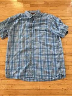 THE NORTH FACE 半袖シャツ XL ブルー系チェック