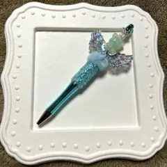 【ハンドメイド】カスタムボールペン くま 天使の羽 インク黒