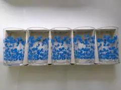 昭和レトロ　青い葉っぱ柄タンブラー5個セット