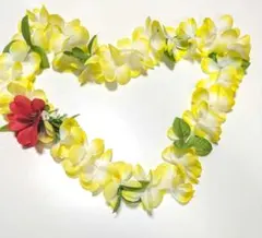 フラダンス用 黄色と白のレイとヘアアクセサリーのセット フラダンス用 黄色と白のレイとヘアアクセサリーのセット 白と