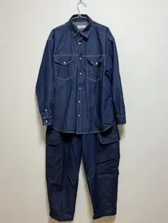 ダークデニム シャツ・パンツセット オーバーオール セットアップ