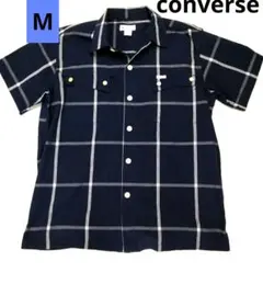 Converse ネイビー チェック 半袖シャツ