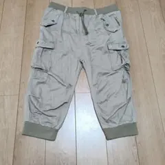 B2 ベージュ カーゴ七分丈パンツ ゴムウエスト