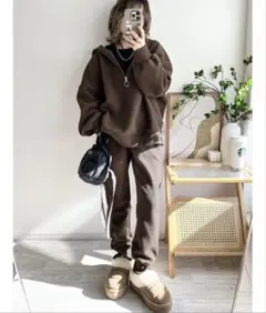 AMELYインフルエンサーコラボ】ワッフルハーフジップ セットアップ