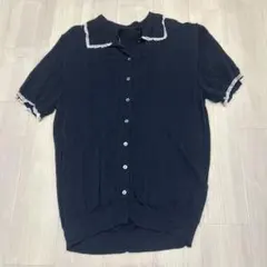 ZARA 半袖カーディガン ネイビー