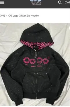 9090 girl OG Logo Glitter Zip Hoodie