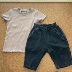 フリル付きTシャツとショートパンツセット 110 100
