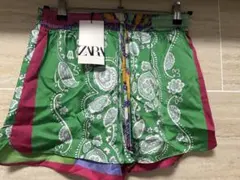 ZARA ザラ 柄ショートパンツ Sサイズ グリーン バンダナ柄