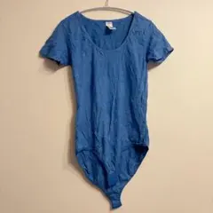 半袖 ボディスーツ ブルー シンプル 無地 海外古着