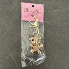 クマ型ゴールドキーホルダー