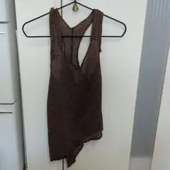 ブラウン ニット タンクトップ M