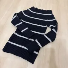 美品　Loungedress ボーダーカットソー　ネイビー×グレー　美シルエット