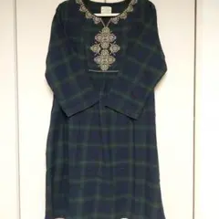ハートマーケット　刺繍　チェック　チュニックワンピース
