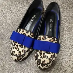 美品限定 DIANA ダイアナ ハラコ 本革 フラットシューズ ローファー 