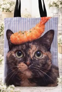 マ*コ様 猫バッグ　サビ猫　エビフライ　トートバッグ　愛猫とお散歩　大判　ポーチ