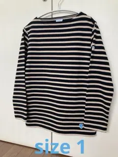 【新品】オーシバル　長袖ボーダーカットソー　黒×ベージュ　サイズ1