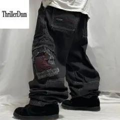 黒ワイド刺繍デニム