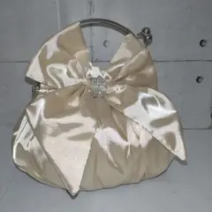 新品【 LAMB MODE】サテンビッグリボン 2way がま口パーティーバッグ