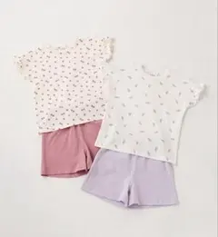 【美品】プティマイン 半袖パジャマ 女の子 ピンク パープル 2点セット 90