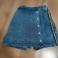 デニムブルー スカートパンツ ボタン付き　Lサイズ