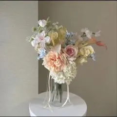 ブーケ　ブートニア　セット　パステルカラー　造花