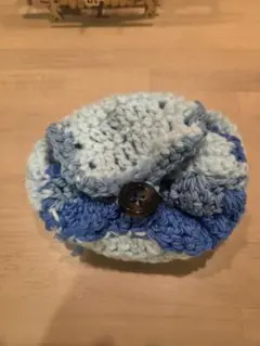 ハンドメイド 手編み ミニポーチ 블루계