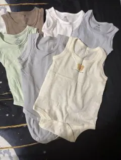 ベビー肌着 ノースリーブ 5枚セット　3枚74cm 2枚80cm