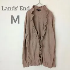 美品✨Lands' End ランズエンド【M】ベージュ フリルカーディガン 長袖のサムネイル