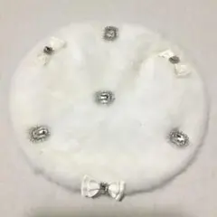 ノエミー シャギーリボン ファー ベレー帽 ホワイト 白