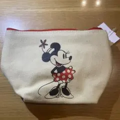 新品未使用！東京ディズニーリゾート　ミニーマウス キャンバス地 舟形ポーチ☆
