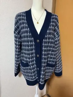 大きいサイズ　チェック柄カーディガン