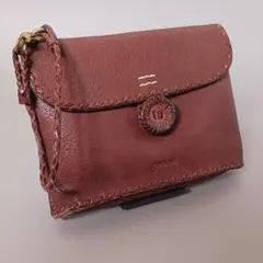 714/良品/genten ゲンテン/ポーチ/ブラウンレザー/ヴィンテージ風