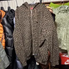 supreme hooded zip up thermal leopard