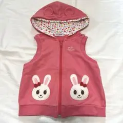 ミキハウス うさこ パーカー ベスト 90 ピンク フード 耳付き 女の子