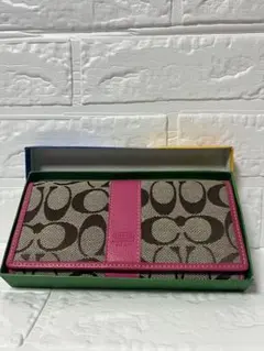 COACH シグネチャー 長財布 ピンク ブラウン 箱付きのサムネイル