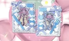 トレカケース 硬質ケース ホイップデコ 水色 B8 ネコ 萌え 推し活