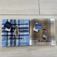 ポロラルフローレン タオルハンカチ ポロベア刺繍 チェック ガーゼタイプ