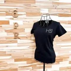 【ハイドロゲン】ラインストーン スカル H２Jロゴ 半袖Tシャツ S 黒×銀のサムネイル