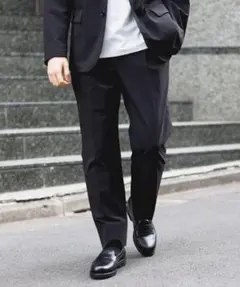 BEAMS CORDURA リップストップナイロン 1プリーツスラックス 黒S