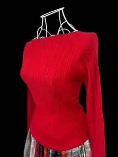 最安値❤️赤いリブ編み長袖ニット M 新品！迅速発送！