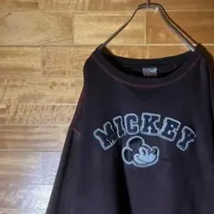 ディズニー　ミッキー　スウェット　ヴィンテージ　ワッペン　スウェード　XXL