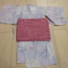 【再値下】ブリーズ　子供用 浴衣 薄紫色 花火模様 帯付き 110