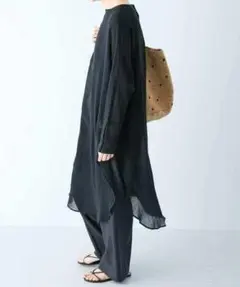 新品◆ガーゼロングチュニック《BLACK》◆かぐれ◆アーバンリサーチ